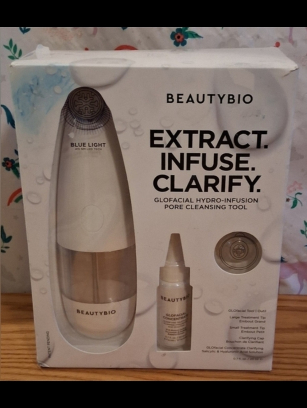 NIB Beautybio GloFacial Hydro-Infusion Face Skin Pore Suction Tool & Serum Kit